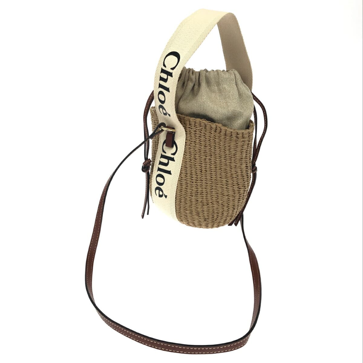 Chloe x Mifuko Woody Small Bucket 2WAY Bag Good Condition Beige Women's Multifunctional Bag 3