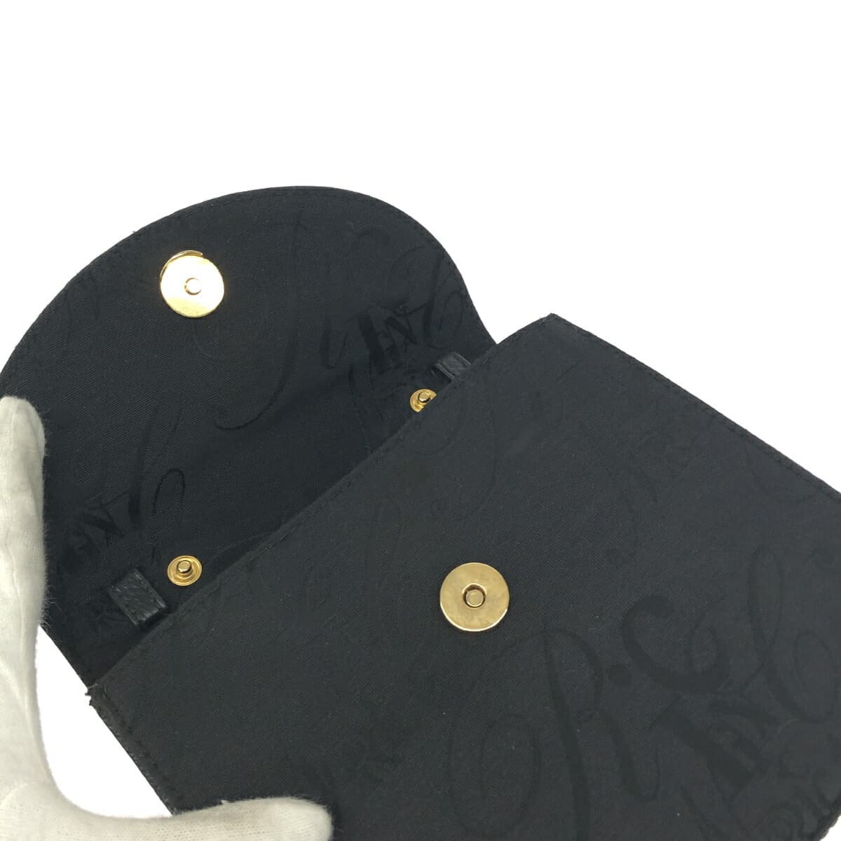 NINA RICCI 2WAY Shoulder Clutch Bag Black NR Logo Plate Vintage Jacquard Women's Second Bag 5