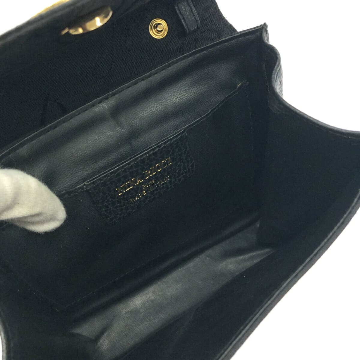 NINA RICCI 2WAY Shoulder Clutch Bag Black NR Logo Plate Vintage Jacquard Women's Second Bag 6