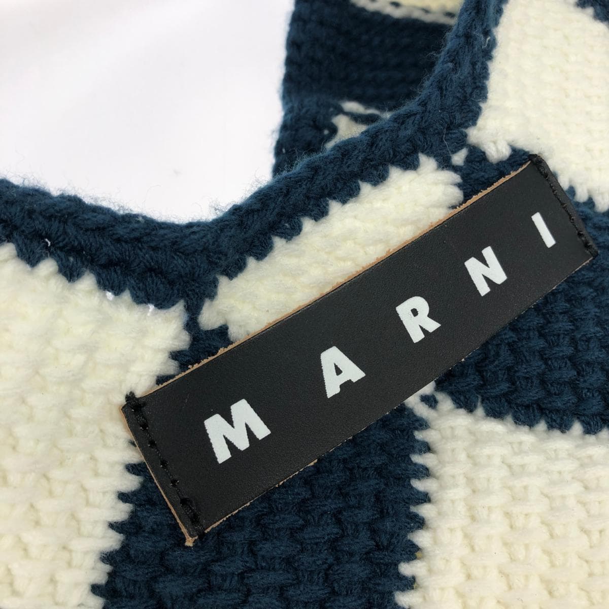 MARNI Handbag White/Navy Market Tech Wool Women's bag 5