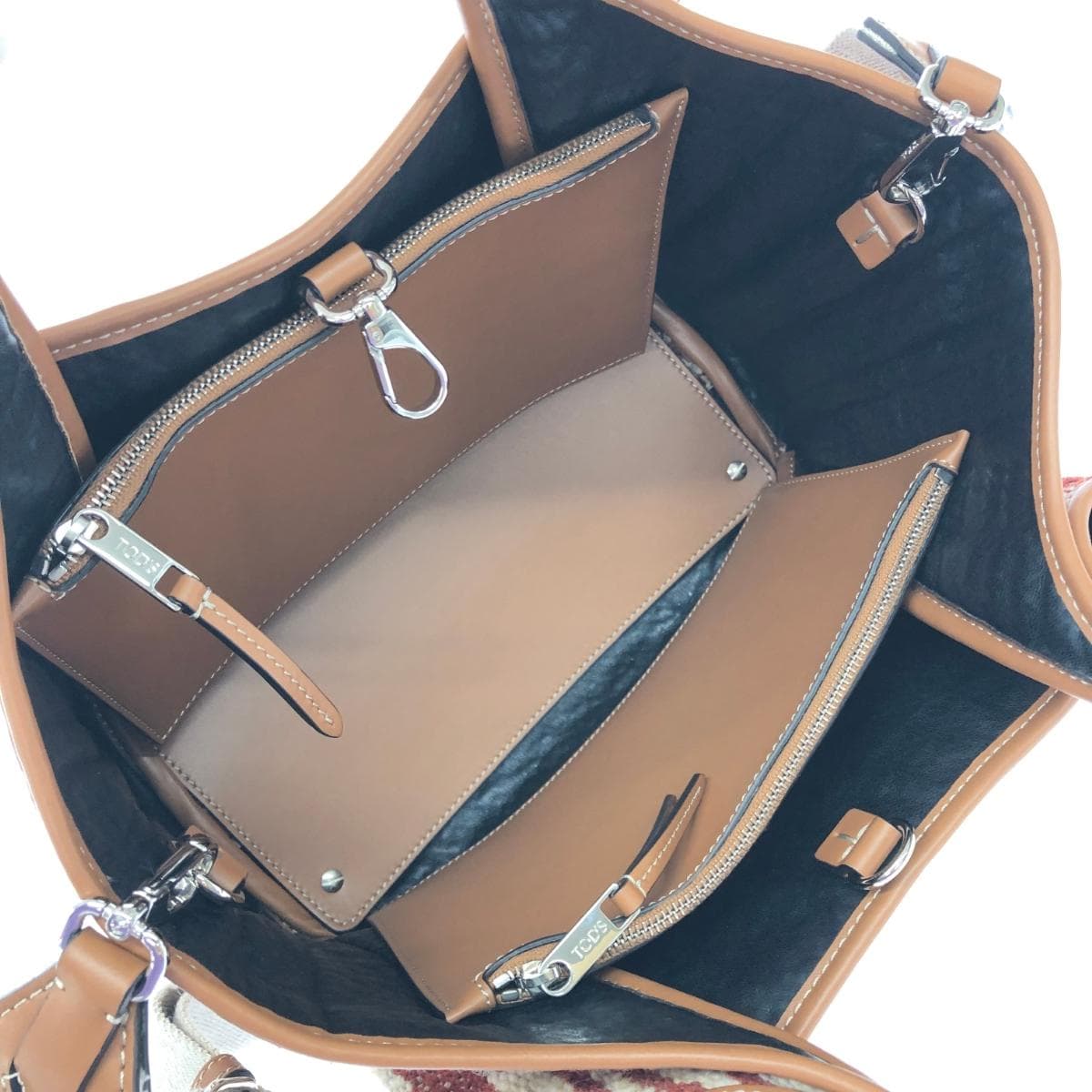 TOD'S 2WAY bag in good condition, brown/beige, tweed, multifunctional bag for women 4