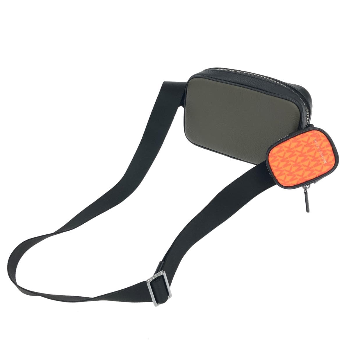 MICHAEL KORS Hudson Shoulder Bag in good condition, Black/Khaki, MK Monogram Camera Bag, Unisex, Crossbody bag 3