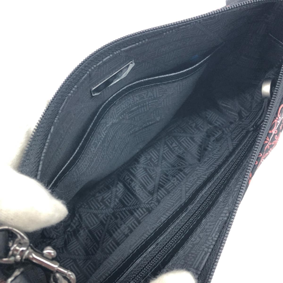 Inden-ya shoulder bag in good condition, black, snow break flower/pattern, women's crossbody bag 5