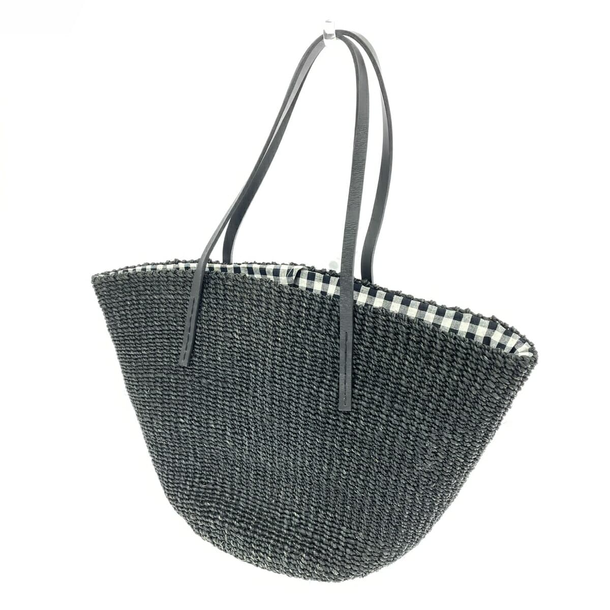 HAYNI Heini Tote Bag Good Condition Black Raffia Women's Bag 3