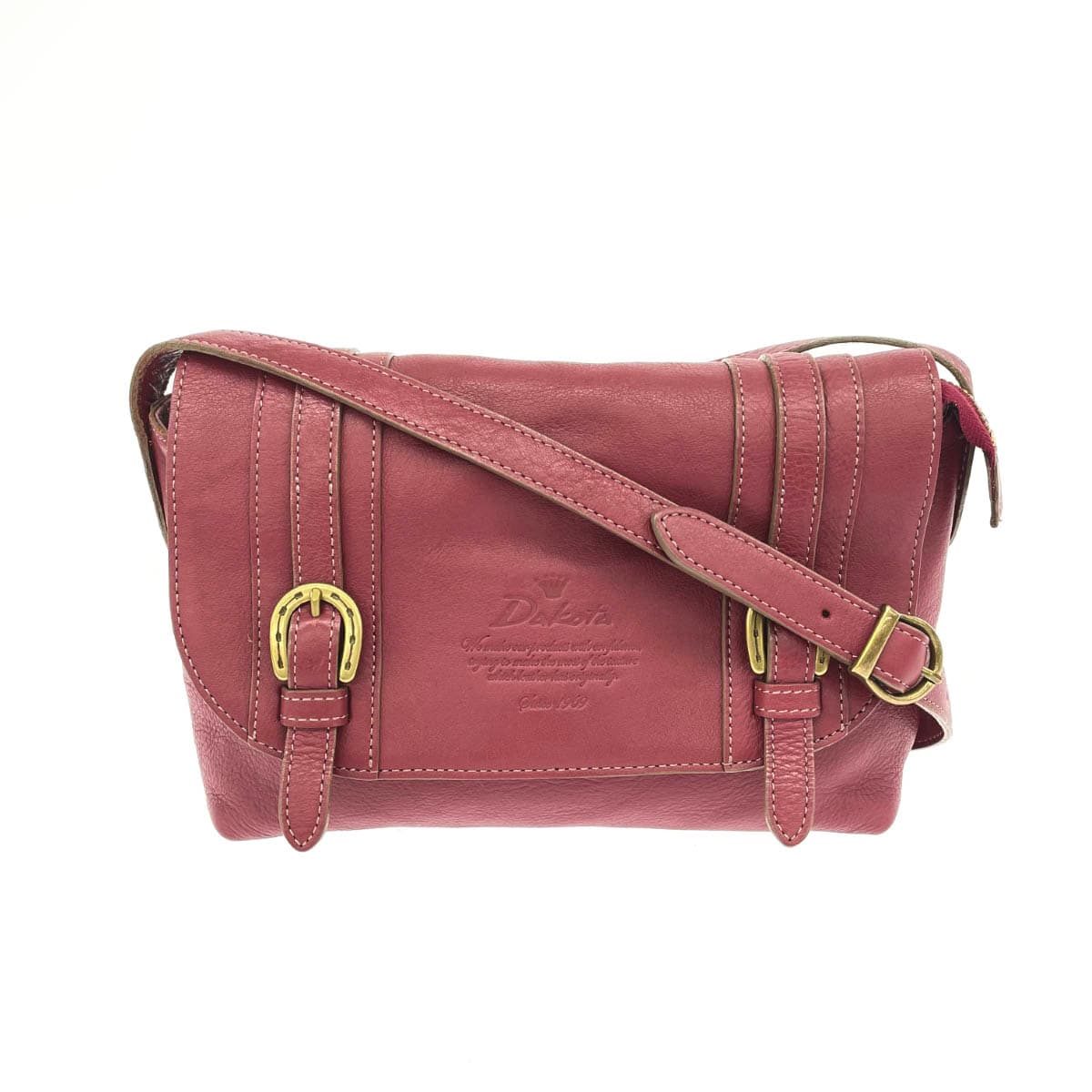 DAKOTA Dakota Shoulder Bag 1030305 Wine Coral Red Leather Horseshoe Hardware Ladies Cube Flap Crossbody Bag