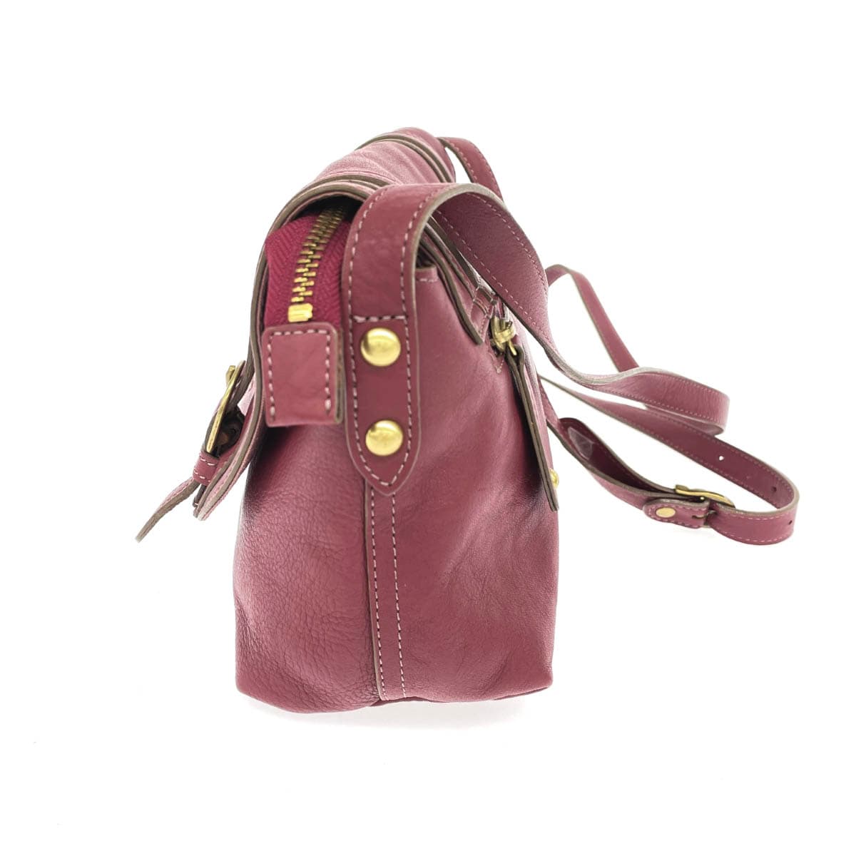 DAKOTA Dakota Shoulder Bag 1030305 Wine Coral Red Leather Horseshoe Hardware Ladies Cube Flap Crossbody Bag 2