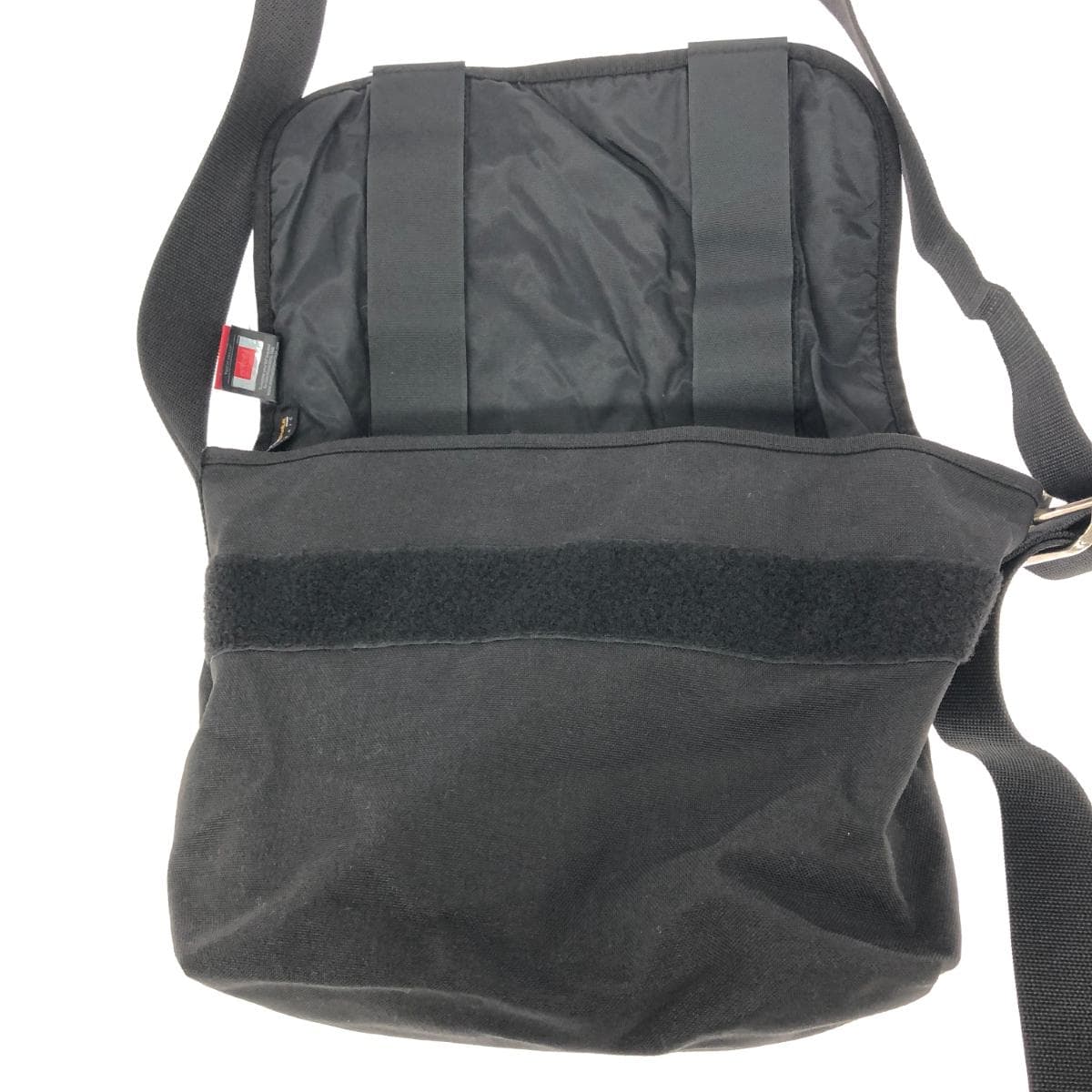 Manhattan Portage Woolrich Shoulder Bag Black/Navy Nylon/Wool Messenger Bag Check Pattern Unisex Crossbody Bag 5