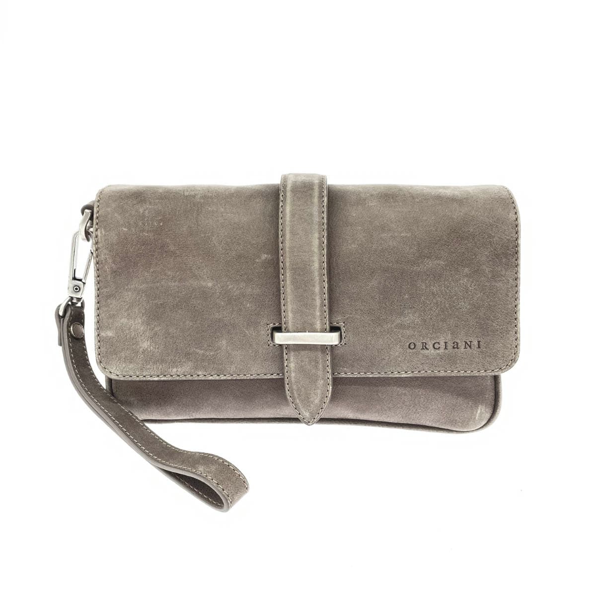 ORCIANI Olchiani Clutch Bag Gray Leather Women's Second Bag Bag