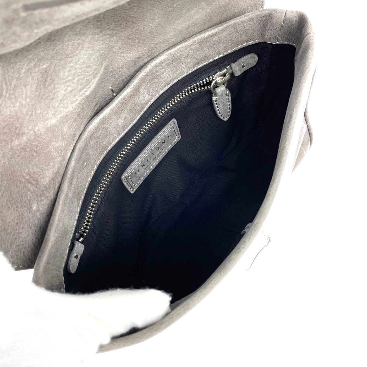 ORCIANI Olchiani Clutch Bag Gray Leather Women's Second Bag Bag 4