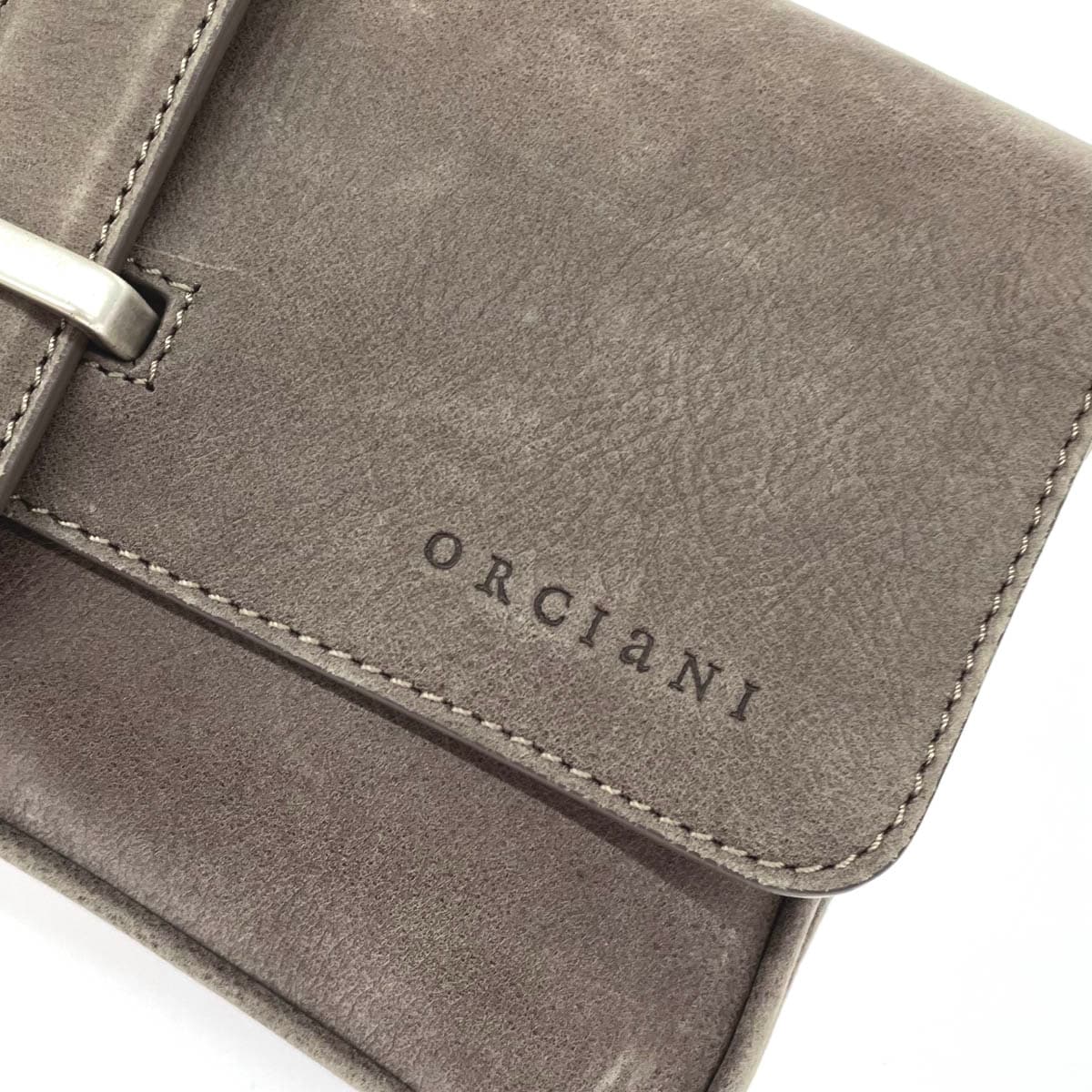 ORCIANI Olchiani Clutch Bag Gray Leather Women's Second Bag Bag 5