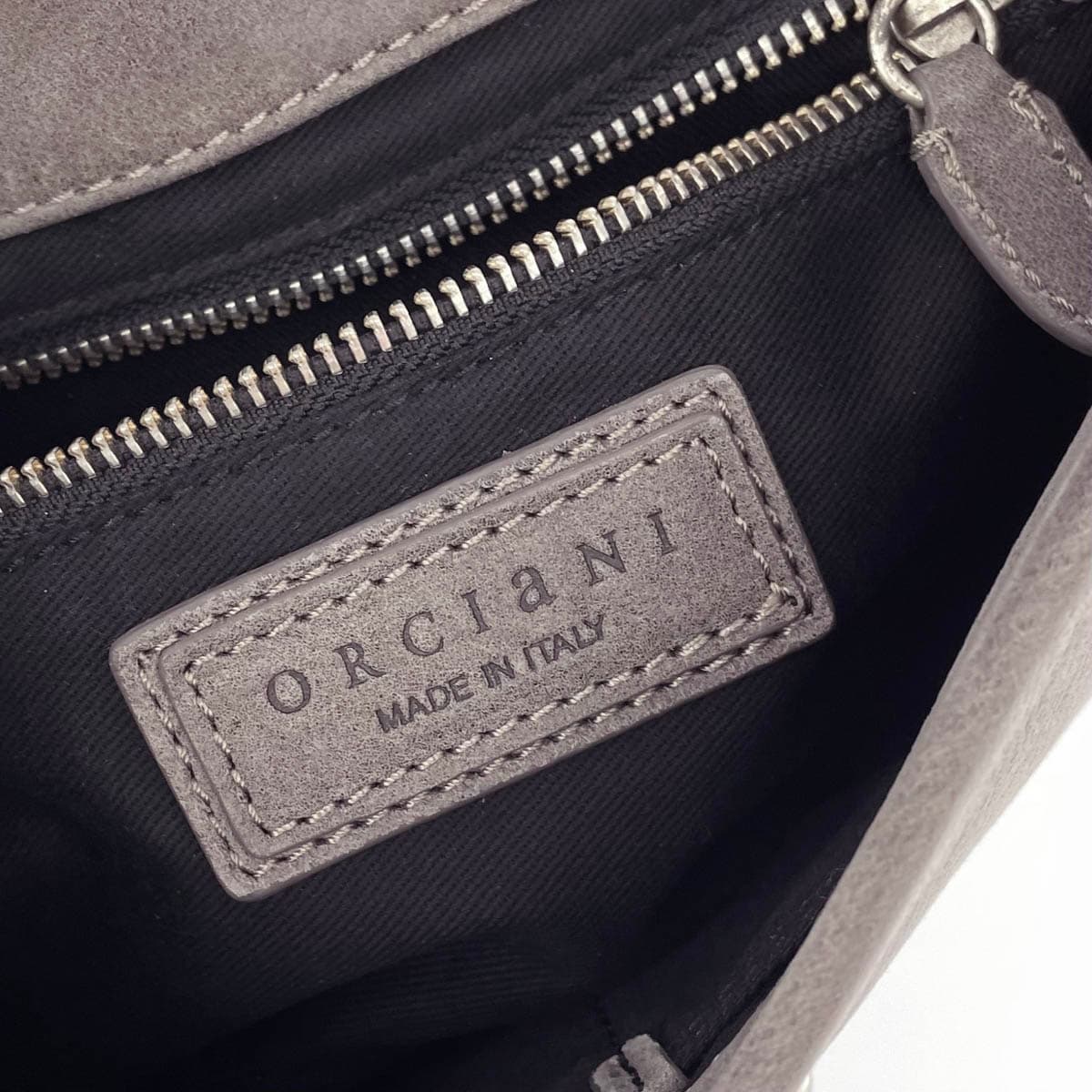 ORCIANI Olchiani Clutch Bag Gray Leather Women's Second Bag Bag 6