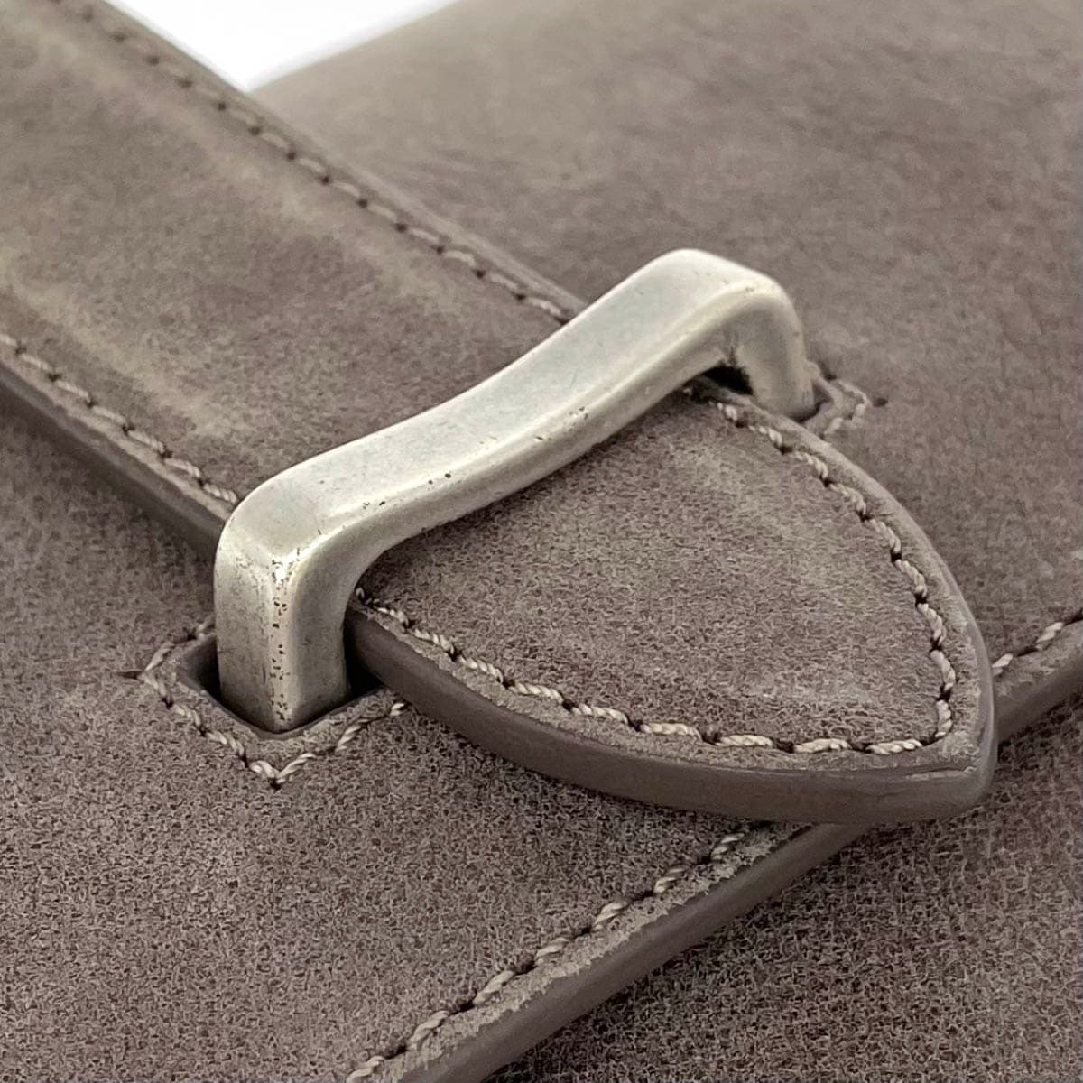 ORCIANI Olchiani Clutch Bag Gray Leather Women's Second Bag Bag 9