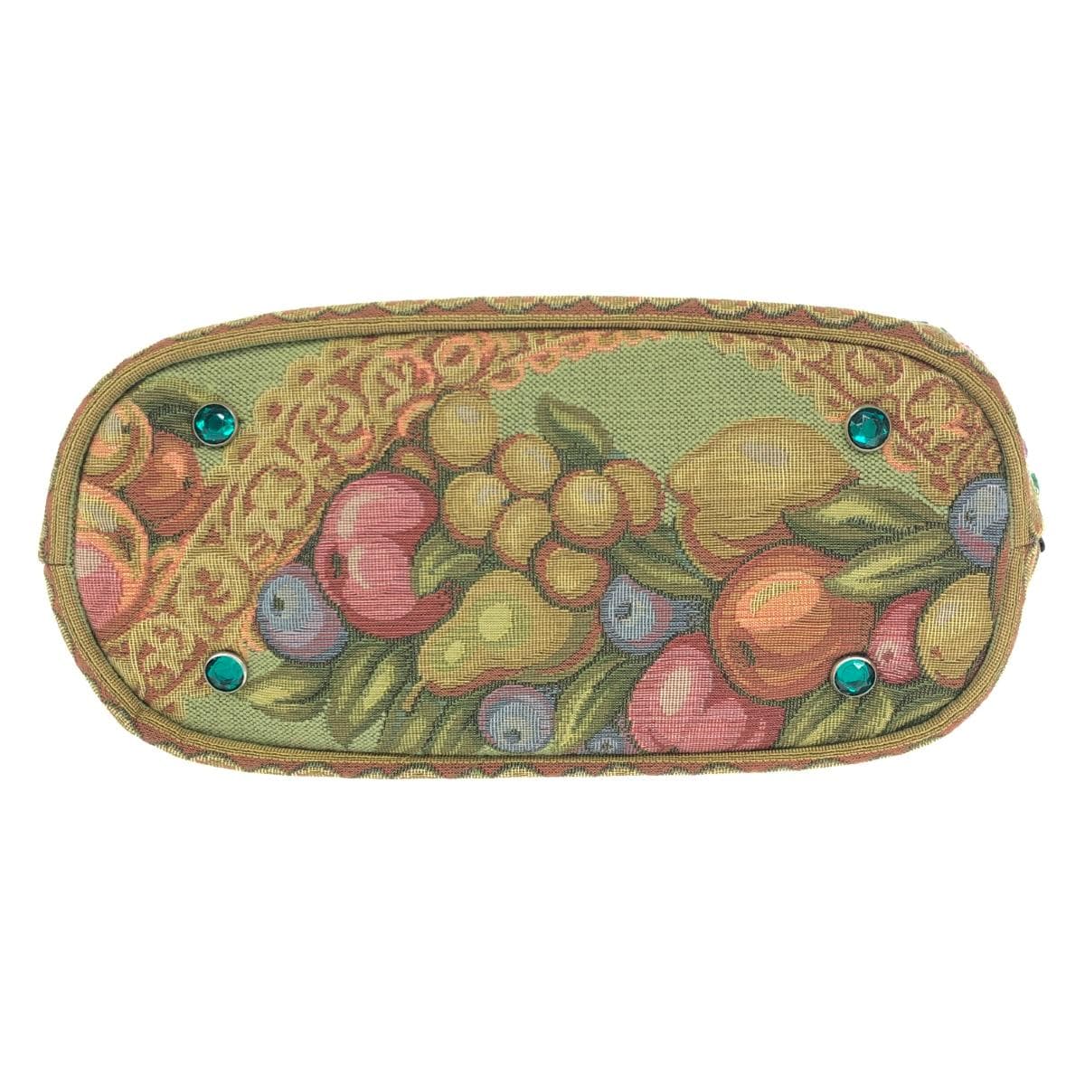 Think Bee boat bag handbag unused item green tapestry sequins fruit pattern beads green gray 4