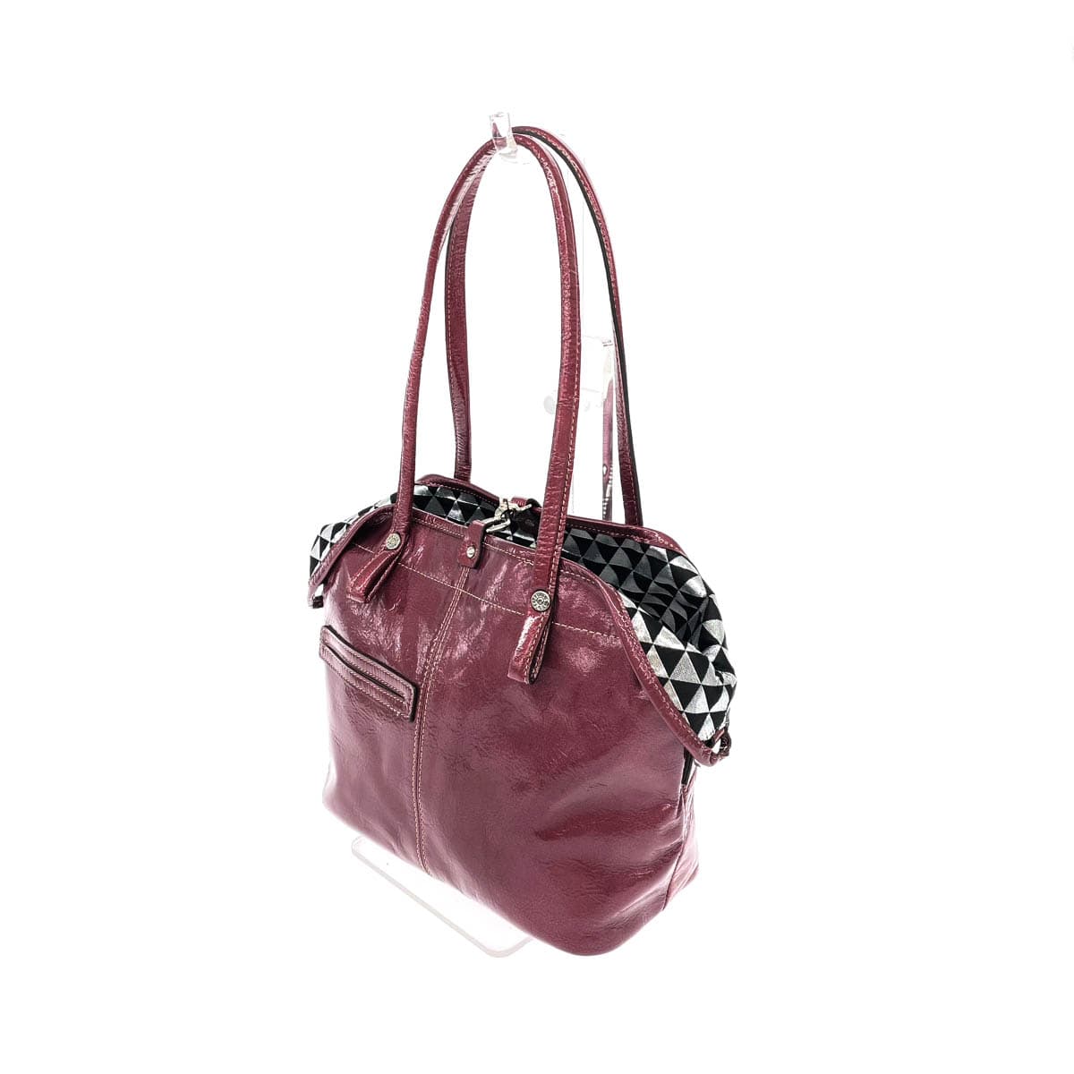 PELLE BORSA Tote Bag in Excellent Condition Bordeaux PVC Patent Leather Ladies Bag 3