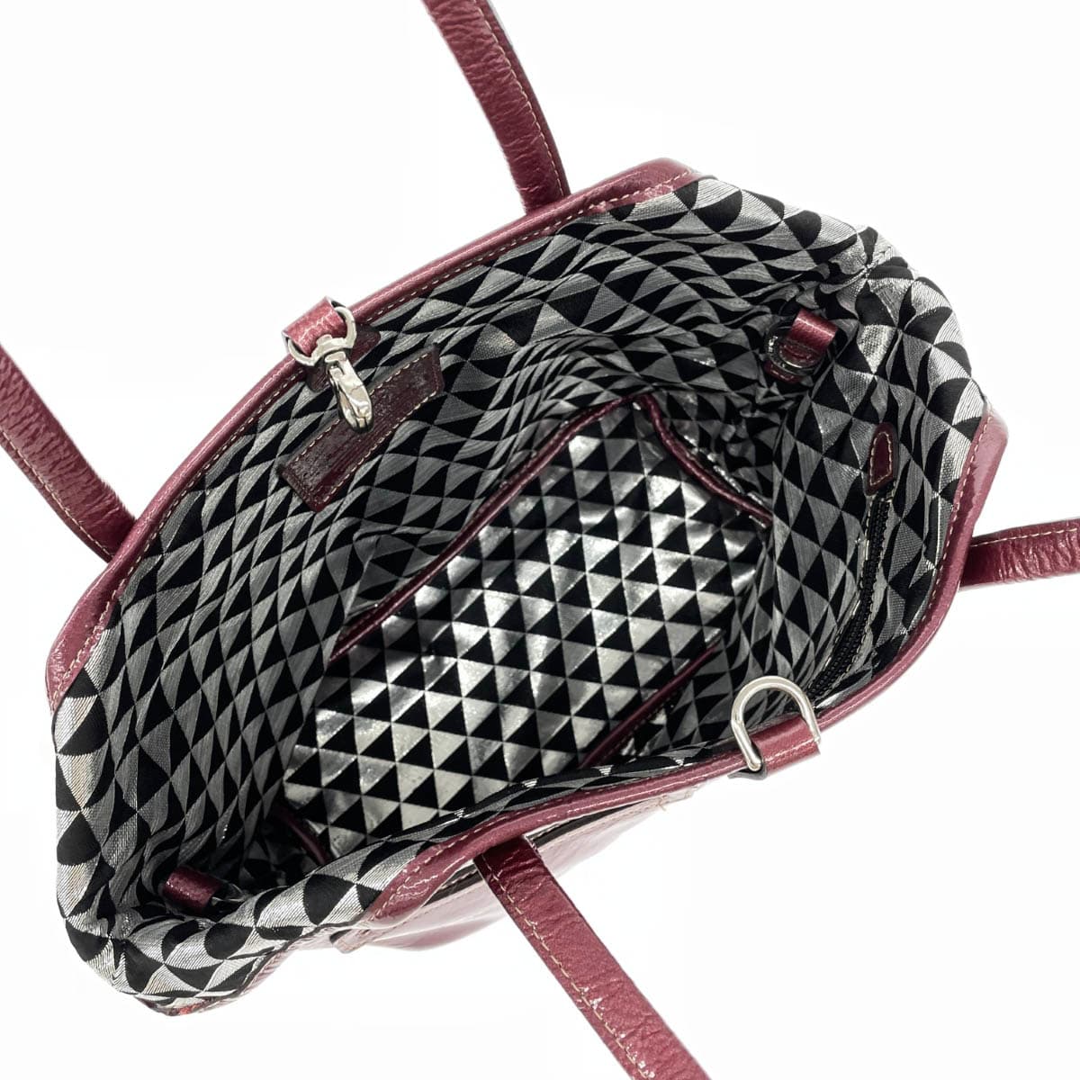 PELLE BORSA Tote Bag in Excellent Condition Bordeaux PVC Patent Leather Ladies Bag 4