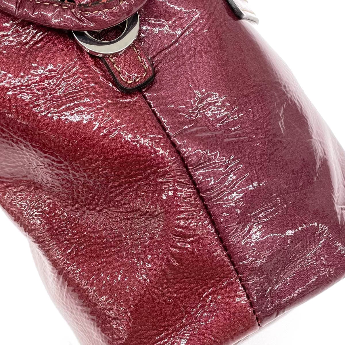 PELLE BORSA Tote Bag in Excellent Condition Bordeaux PVC Patent Leather Ladies Bag 6