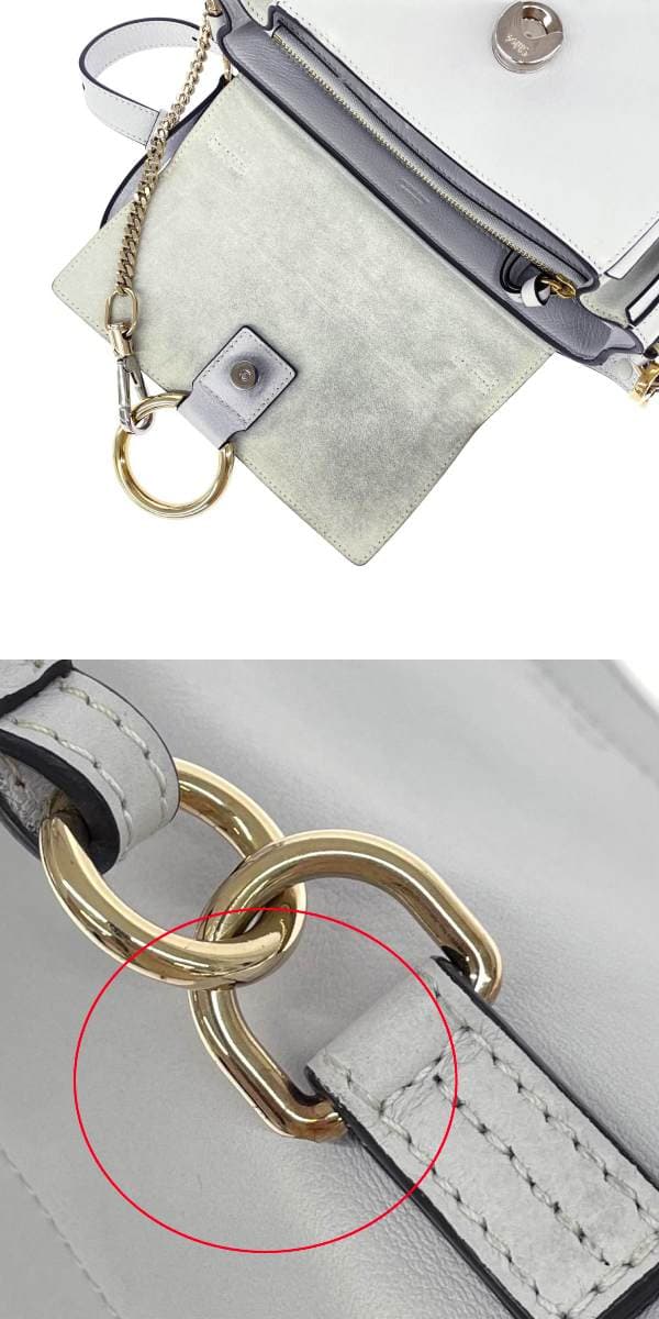 Chloe 2WAY handbag in good condition, blue-gray, faux leather, ladies' bag 10