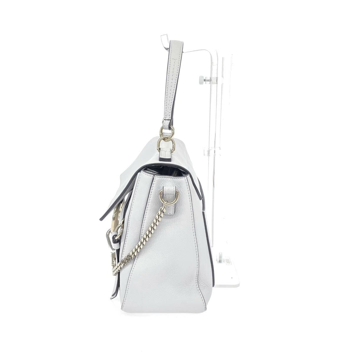 Chloe 2WAY handbag in good condition, blue-gray, faux leather, ladies' bag 2