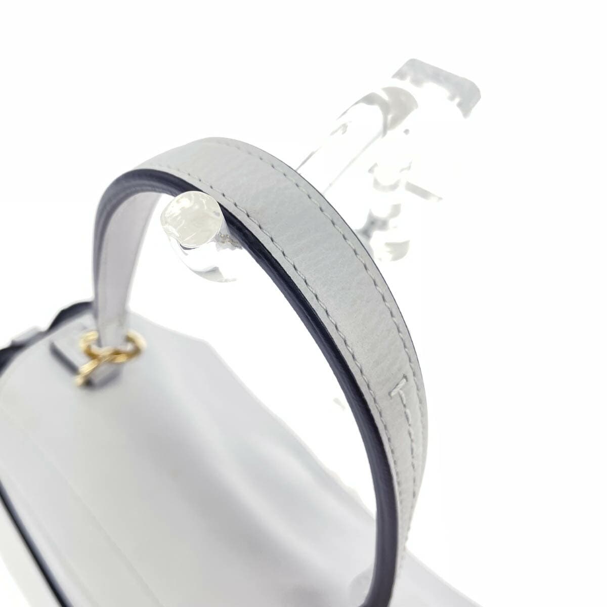 Chloe 2WAY handbag in good condition, blue-gray, faux leather, ladies' bag 6