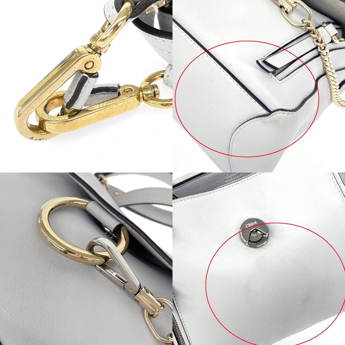 Chloe 2WAY handbag in good condition, blue-gray, faux leather, ladies' bag 9