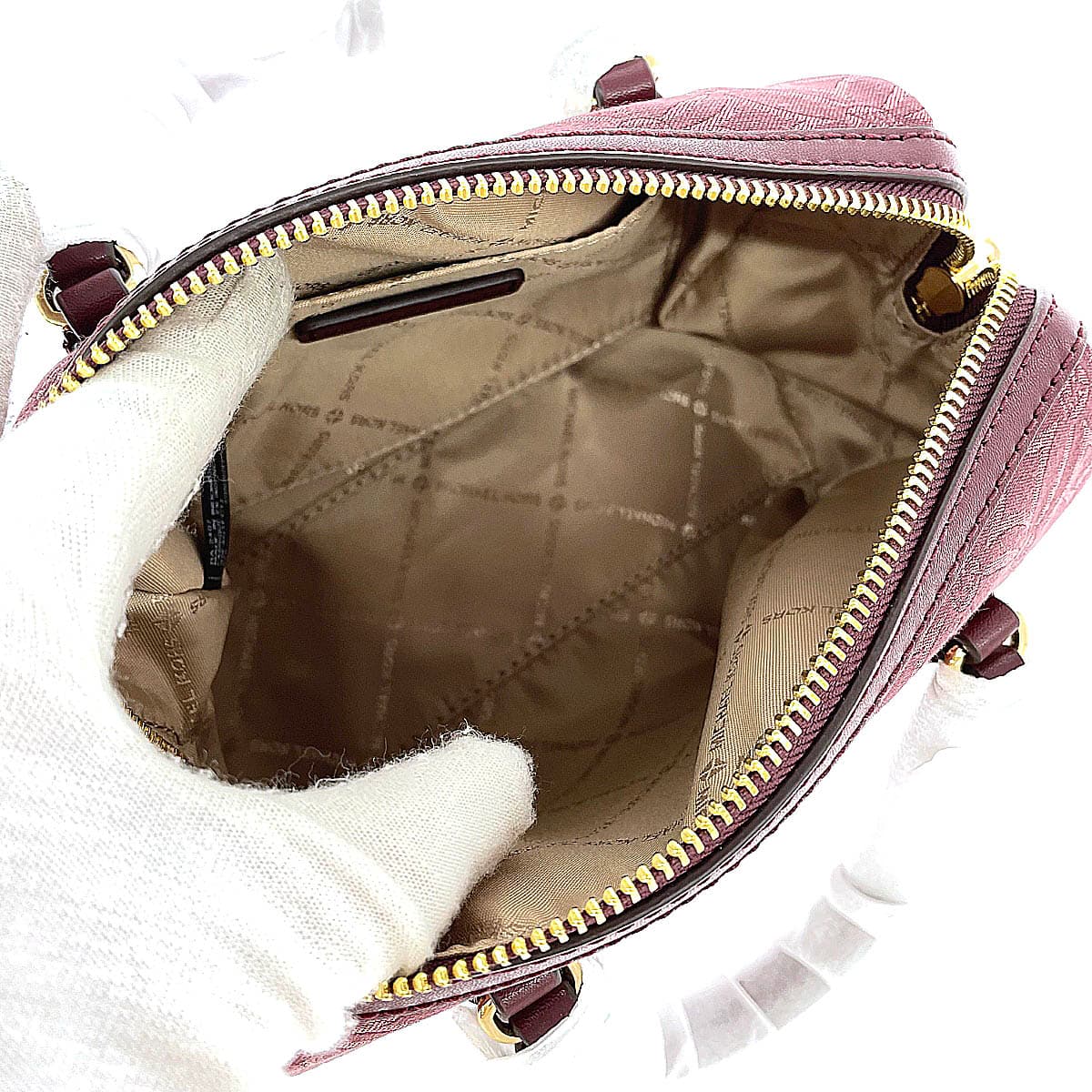 MICHAEL KORS Michael Kors Duffle Crossbody Small 2WAY Bag Unused Item 35F4GTFC1J Bordeaux Jacquard MK Logo Ladies 4