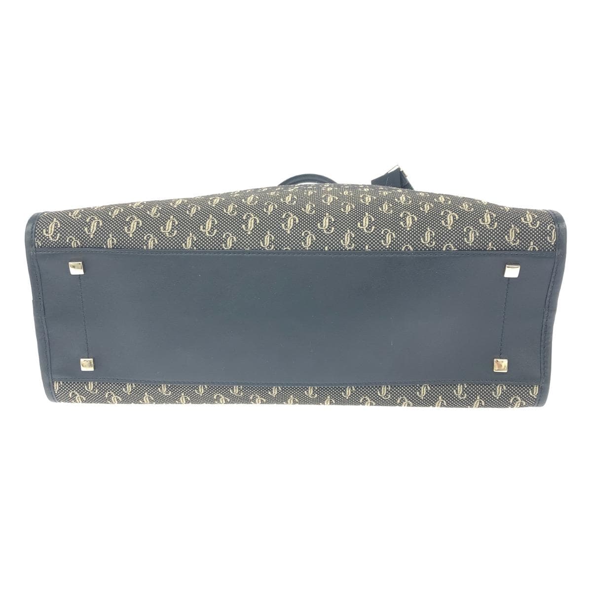 JIMMY CHOO 2WAY Bag Black/Gray Jacquard Web Top Handle JC Pattern Women's Multifunctional Bag 5