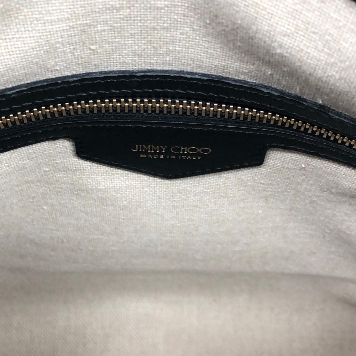 JIMMY CHOO 2WAY Bag Black/Gray Jacquard Web Top Handle JC Pattern Women's Multifunctional Bag 8