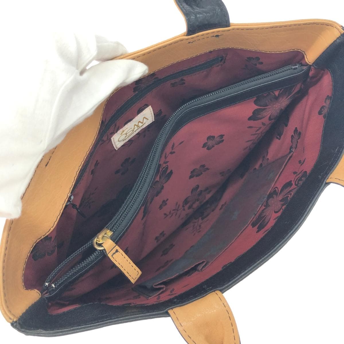 OSAM Tote Bag Black/Beige Leather Unisex bag 6