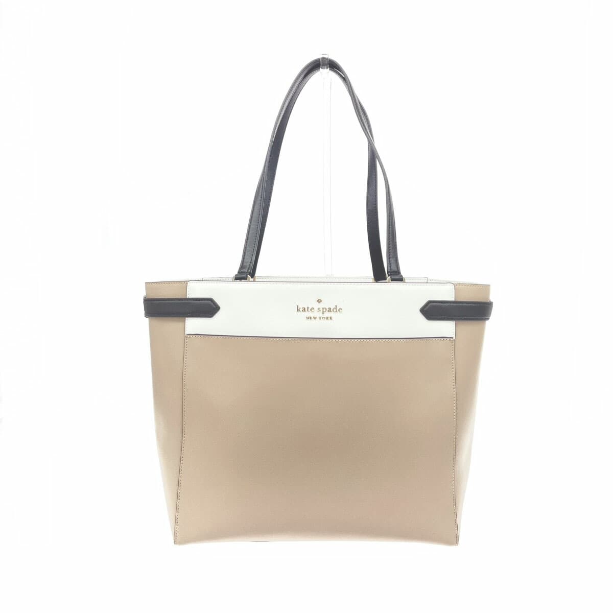 Kate Spade Stacy Color Block Laptop Tote Bag Good Condition WKRU7098 Beige PVC 3 Compartments Women's Bag