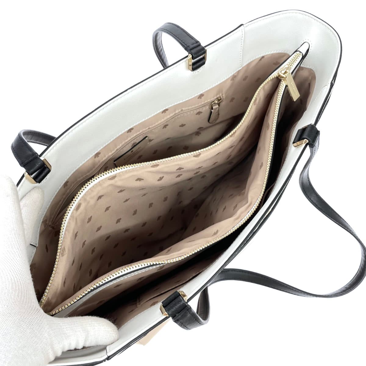 Kate Spade Stacy Color Block Laptop Tote Bag Good Condition WKRU7098 Beige PVC 3 Compartments Women's Bag 4