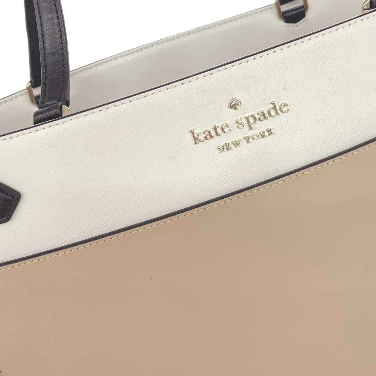 Kate Spade Stacy Color Block Laptop Tote Bag Good Condition WKRU7098 Beige PVC 3 Compartments Women's Bag 5