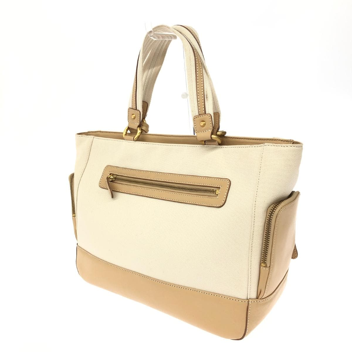 Ginza Kanematsu Handbag Beige Canvas Ladies Bag 3