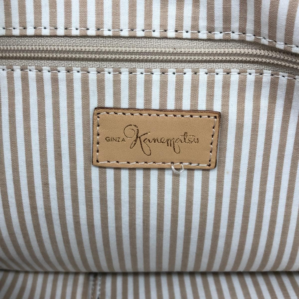 Ginza Kanematsu Handbag Beige Canvas Ladies Bag 6