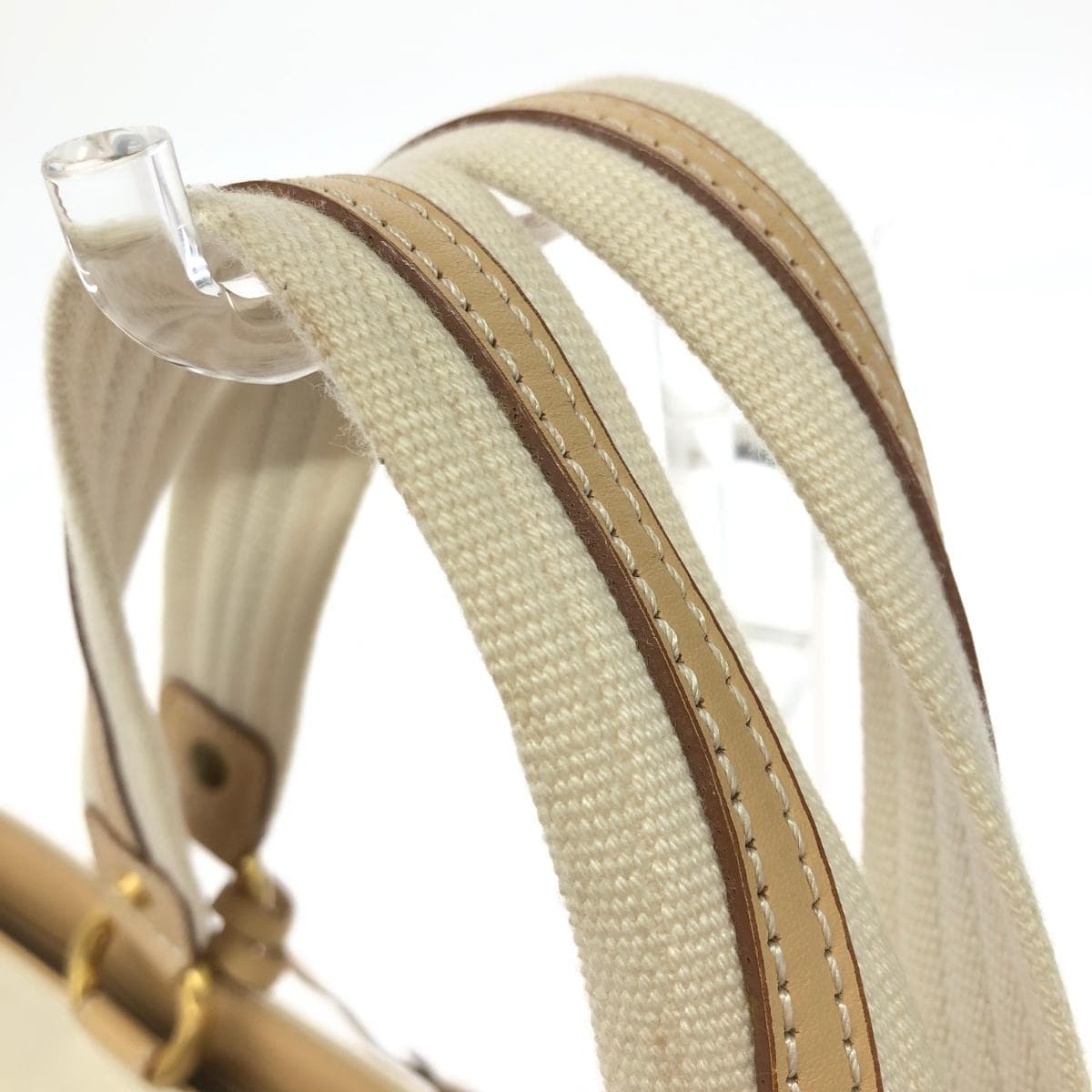 Ginza Kanematsu Handbag Beige Canvas Ladies Bag 7