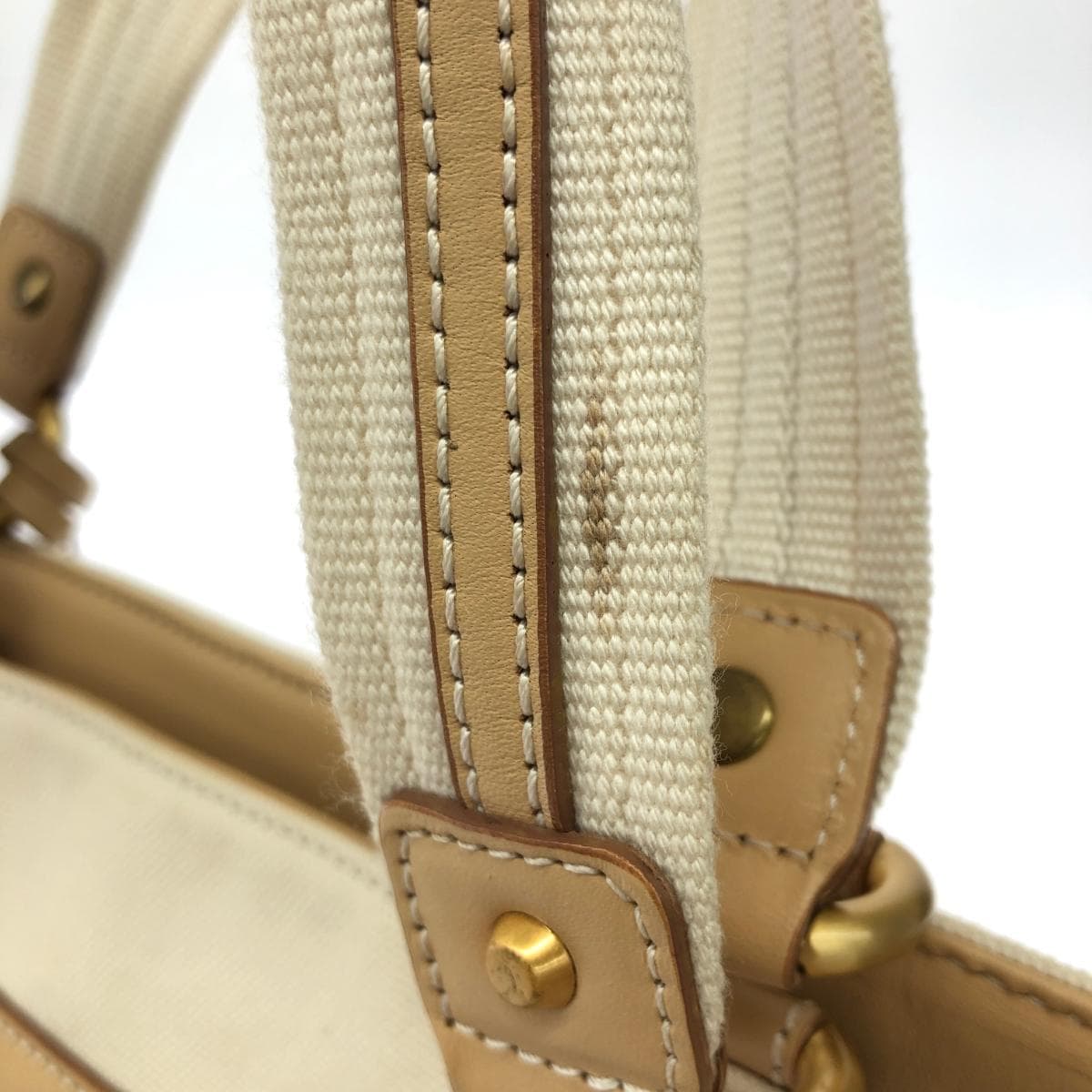 Ginza Kanematsu Handbag Beige Canvas Ladies Bag 8