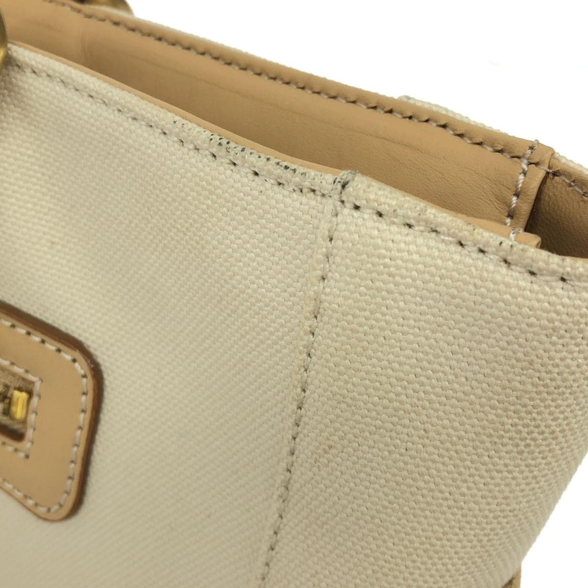 Ginza Kanematsu Handbag Beige Canvas Ladies Bag 9