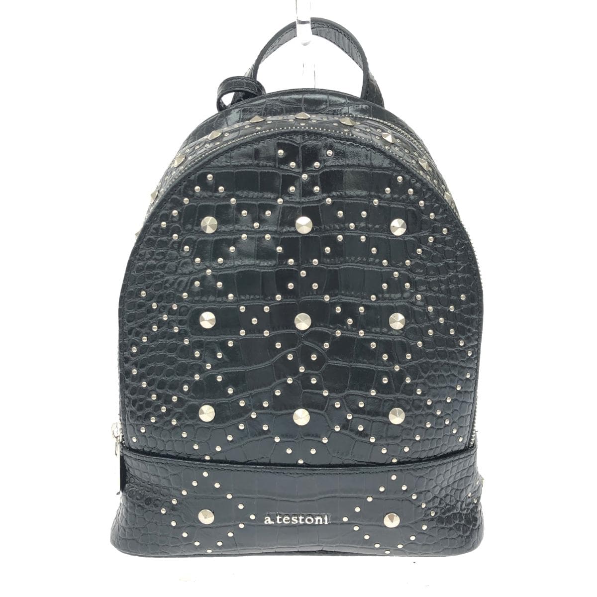a.testoni Backpack Good Condition Black Leather Studs Women's Backpack Bag