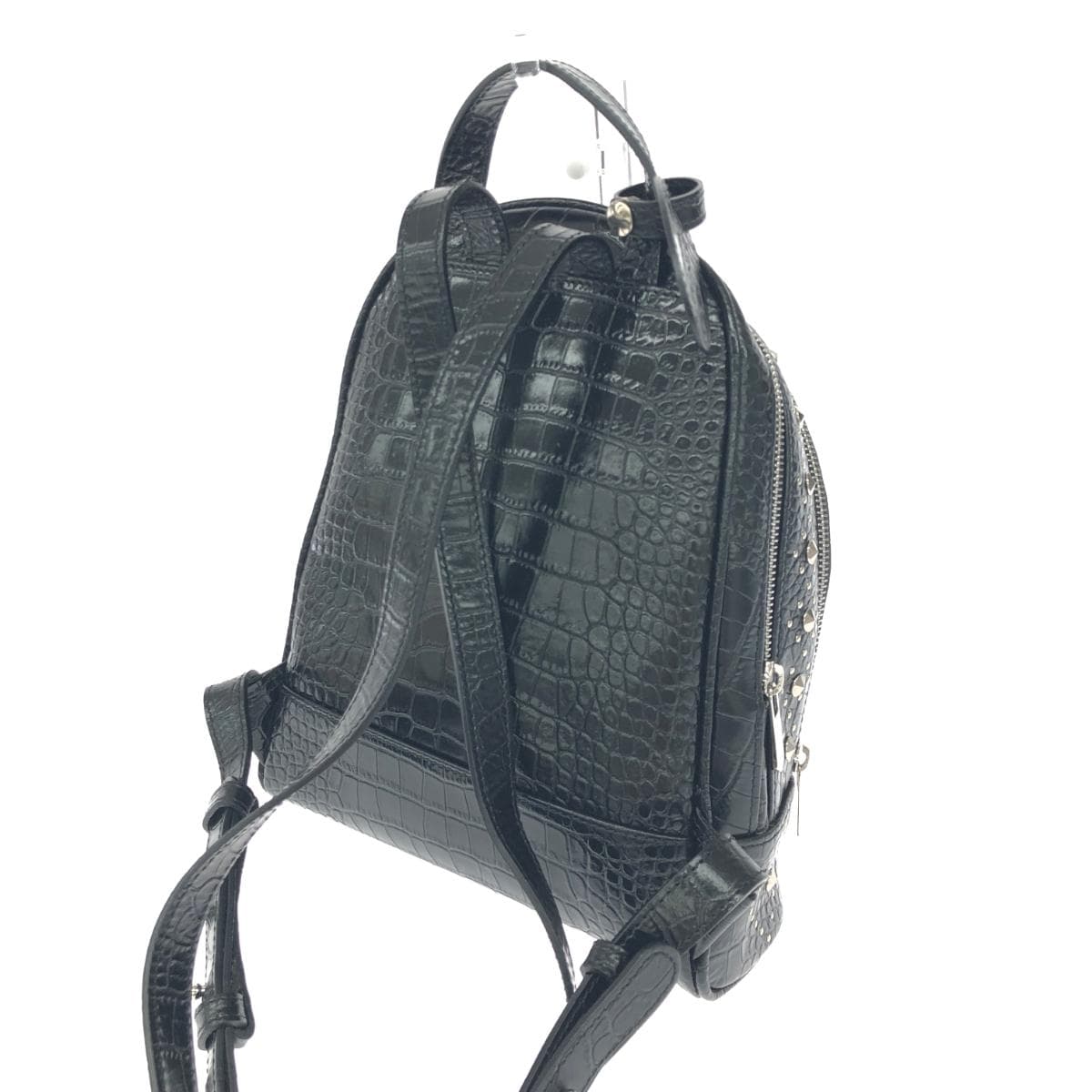 a.testoni Backpack Good Condition Black Leather Studs Women's Backpack Bag 3