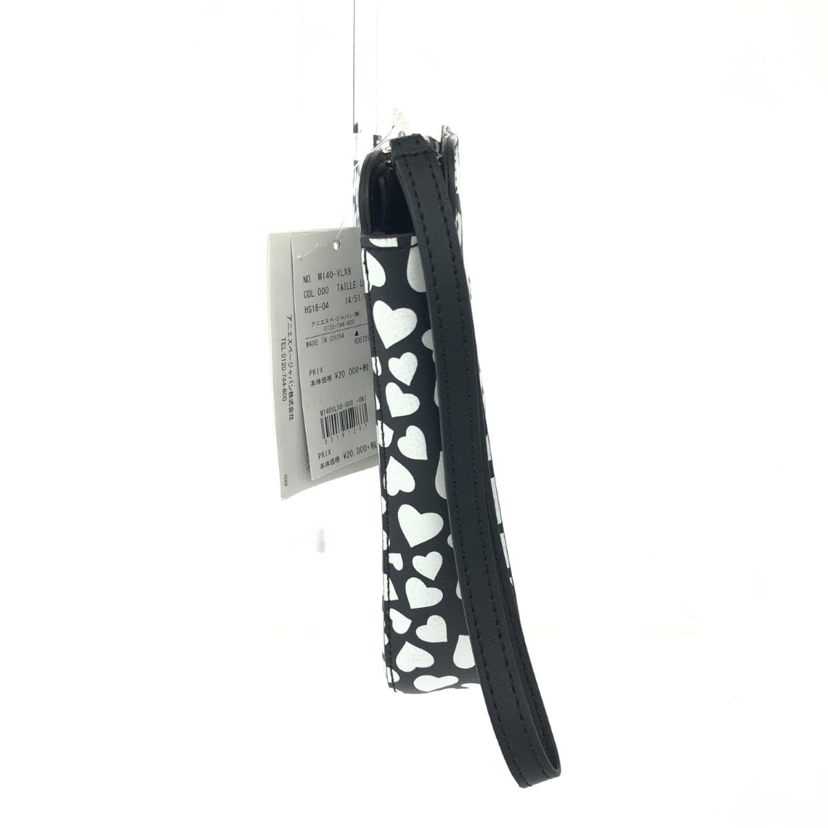 agnes b. Agnes B. clutch bag unused item black/white leather heart pattern ladies' second bag bag handbag 2