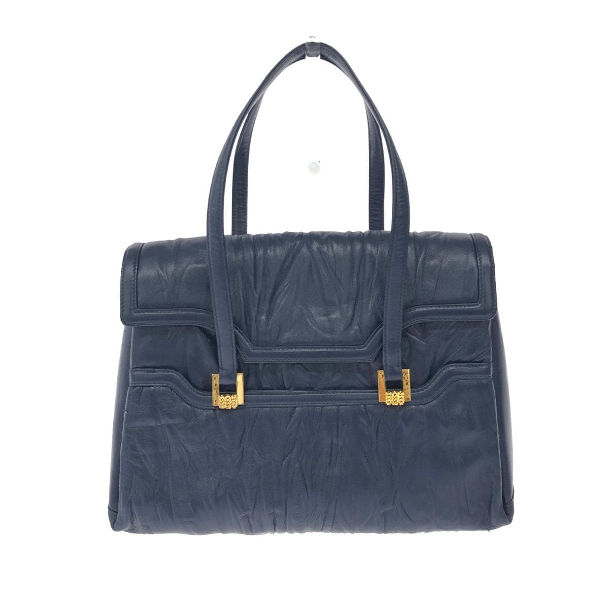 Itoya Tote Bag Navy Leather Wrinkle Finish Ladies Bag