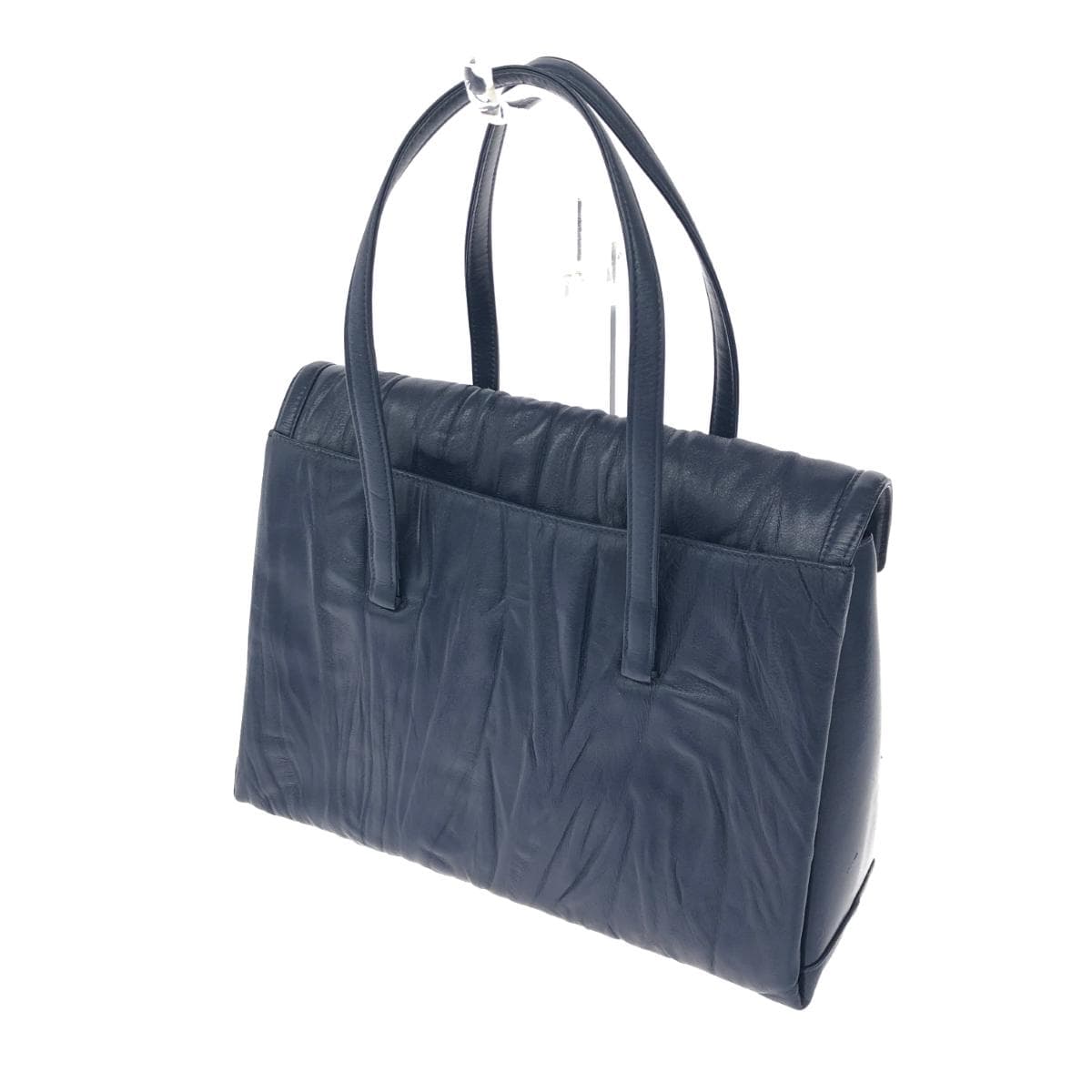 Itoya Tote Bag Navy Leather Wrinkle Finish Ladies Bag 3