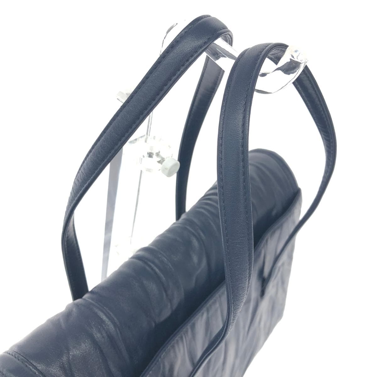 Itoya Tote Bag Navy Leather Wrinkle Finish Ladies Bag 4