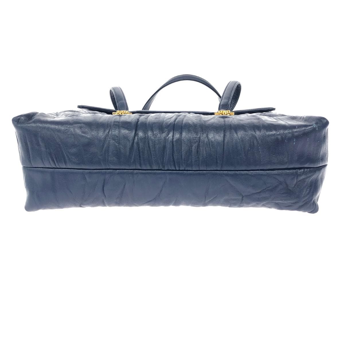 Itoya Tote Bag Navy Leather Wrinkle Finish Ladies Bag 5