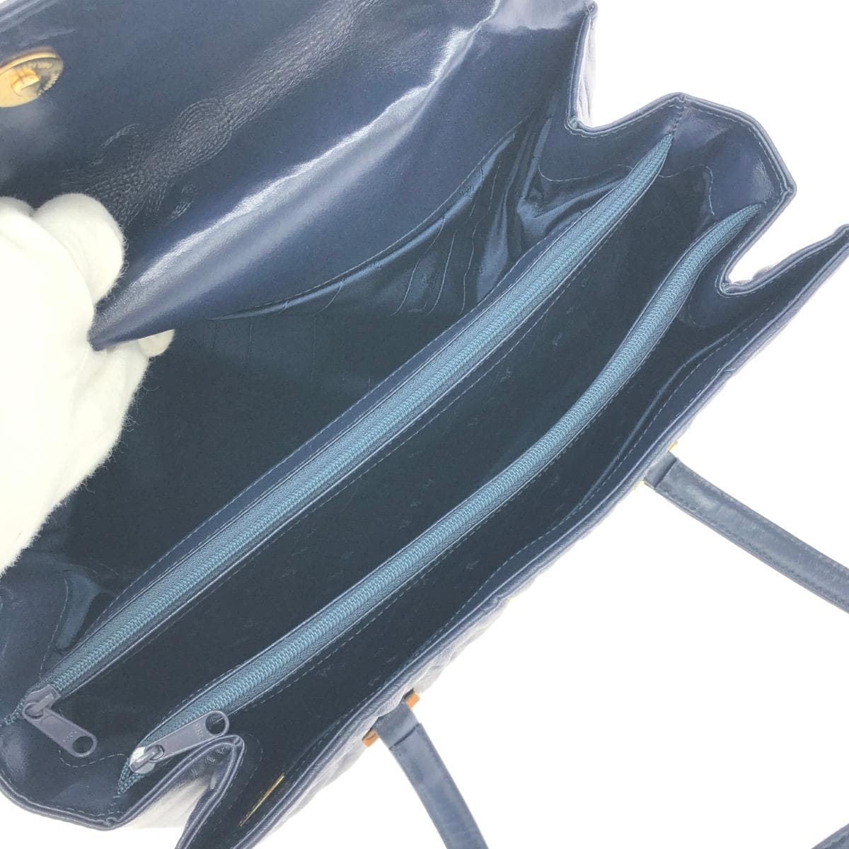 Itoya Tote Bag Navy Leather Wrinkle Finish Ladies Bag 6