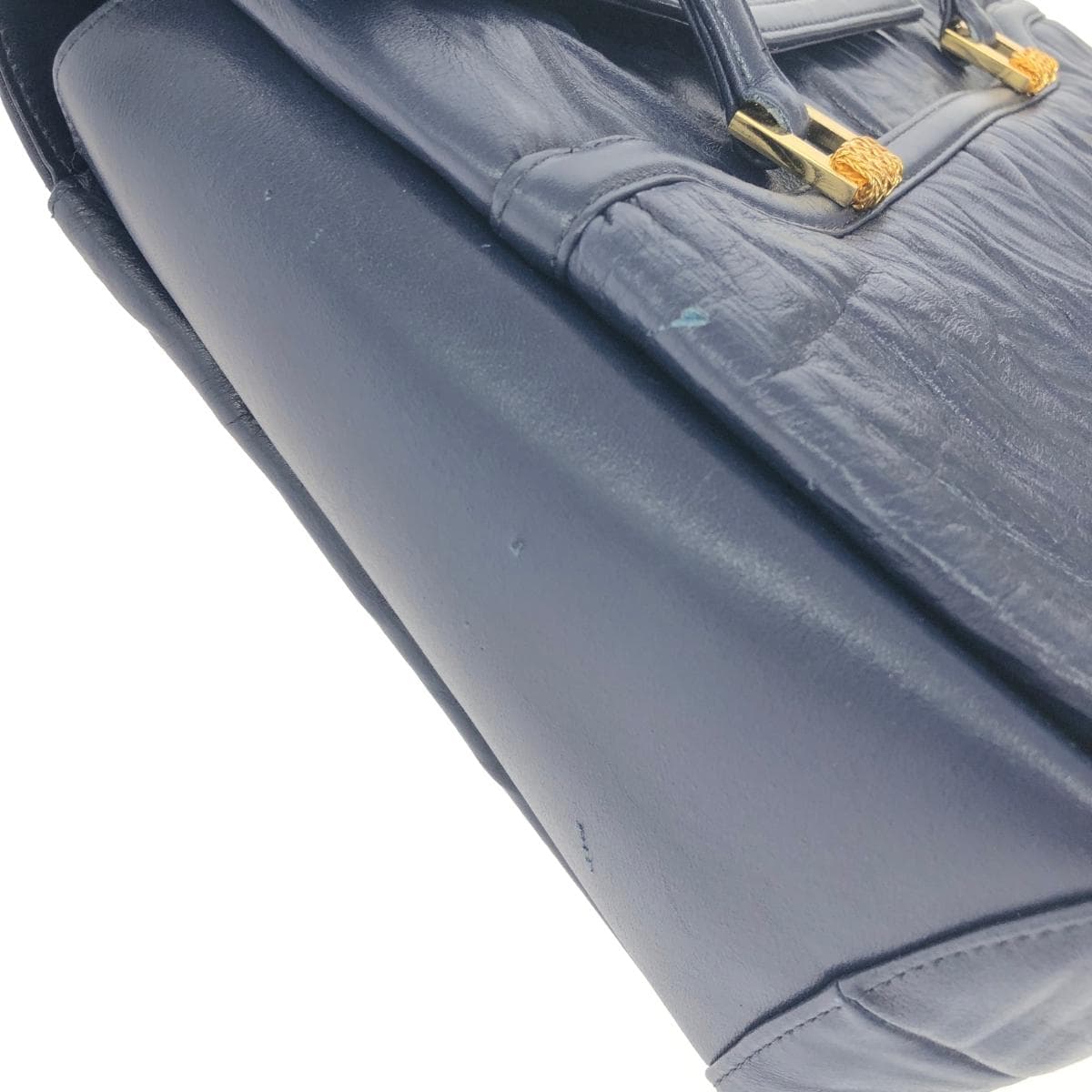 Itoya Tote Bag Navy Leather Wrinkle Finish Ladies Bag 7