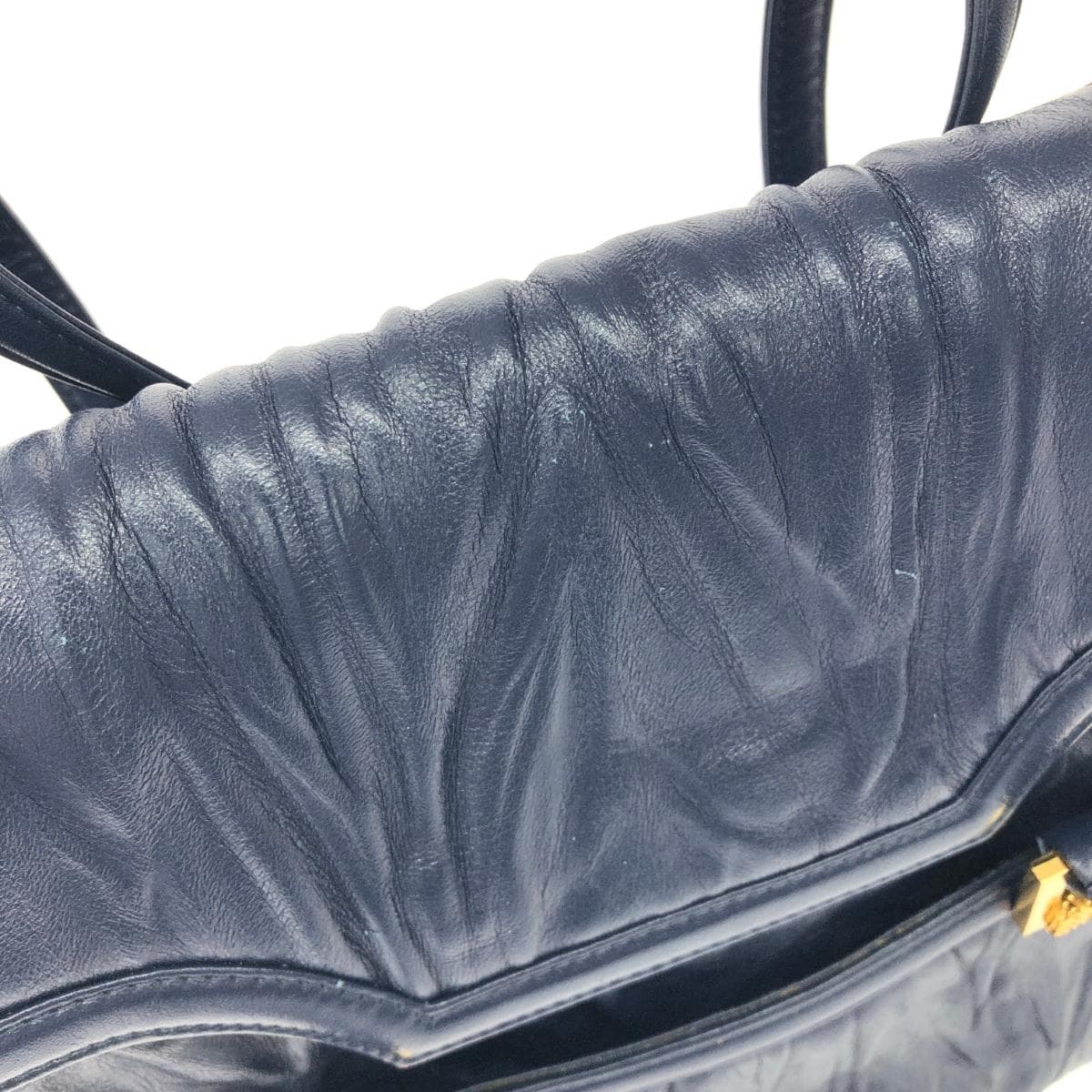 Itoya Tote Bag Navy Leather Wrinkle Finish Ladies Bag 8