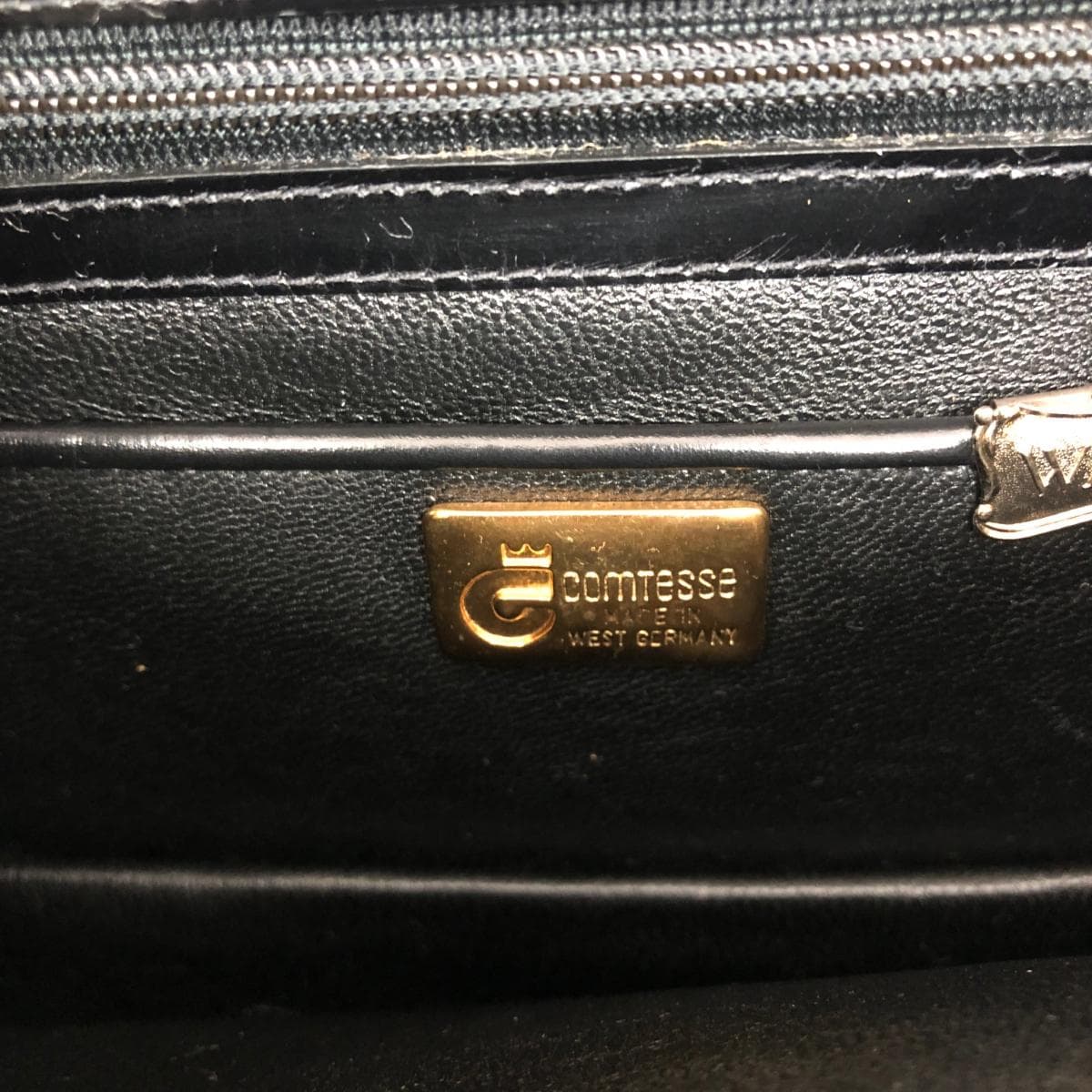 COMTESSE handbag in good condition, black, top handle, horsehair, ladies' bag, vintage with coin purse included 8