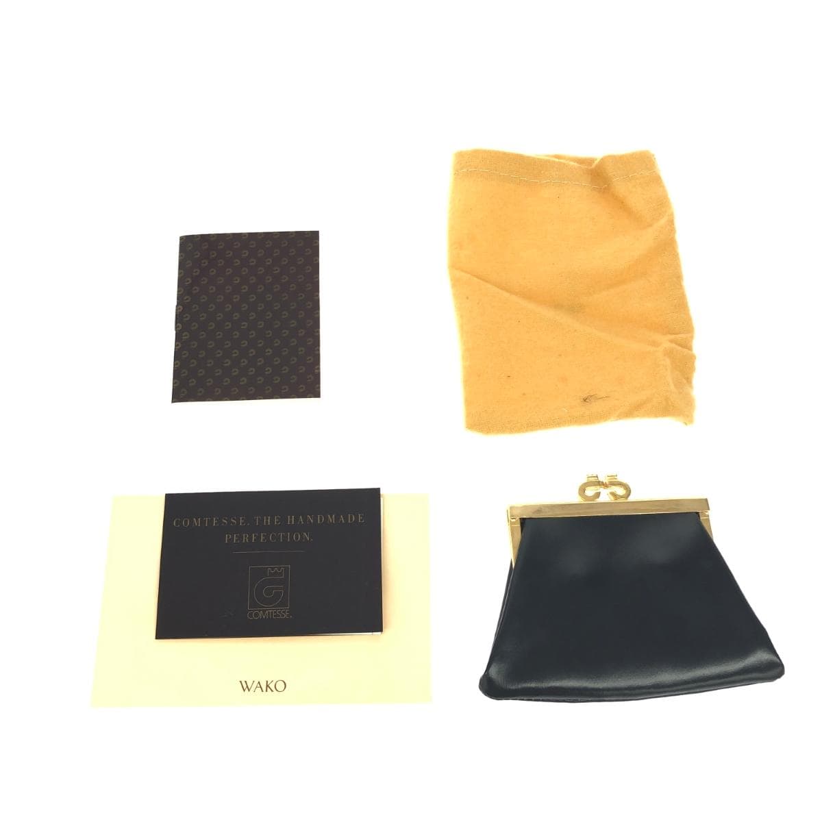 COMTESSE handbag in good condition, black, top handle, horsehair, ladies' bag, vintage with coin purse included 9