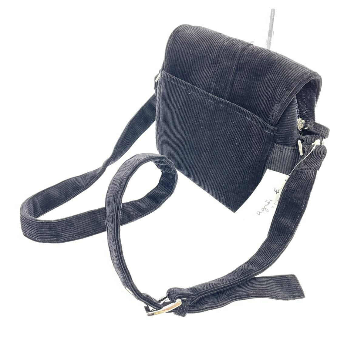 agnes b. Agnes B. shoulder bag black corduroy women's crossbody bag 3