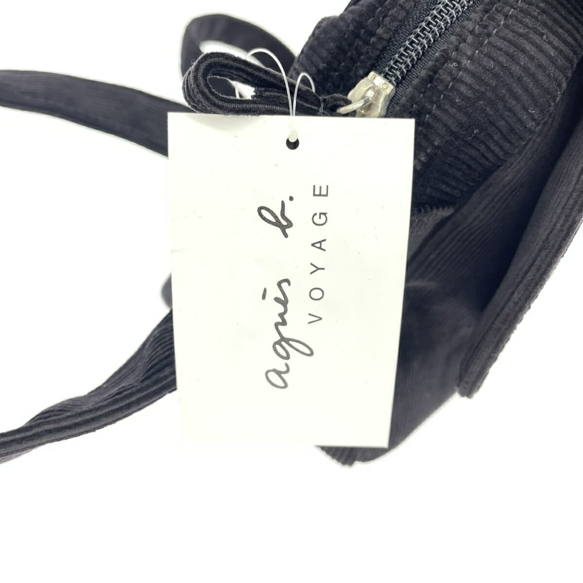 agnes b. Agnes B. shoulder bag black corduroy women's crossbody bag 6